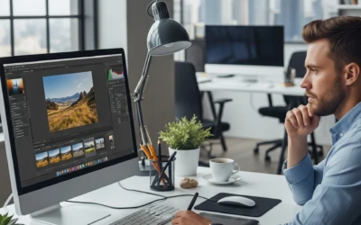 person editing photo in computer