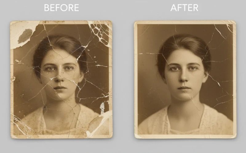 Photo restoration before and after